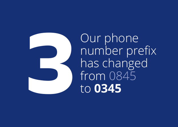 0345 replaces 0845: change to phone numbers